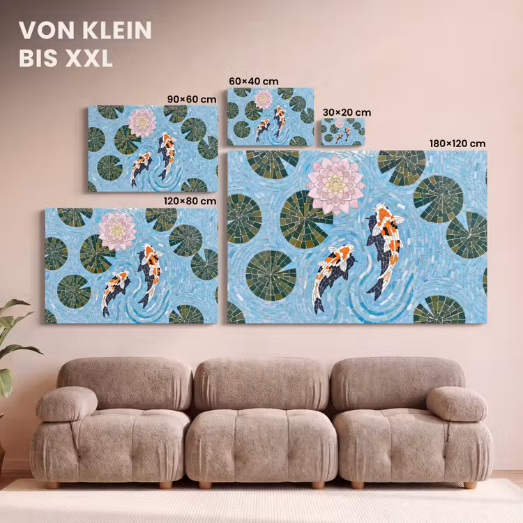 Vis - Water - Natuur - Mozaïek - Blauw canvas 2cm klein -Xsfeer8_DE