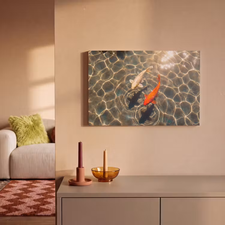 Vis - Water - Dieren - Oranje - Goud canvas 2cm klein -sfeer1