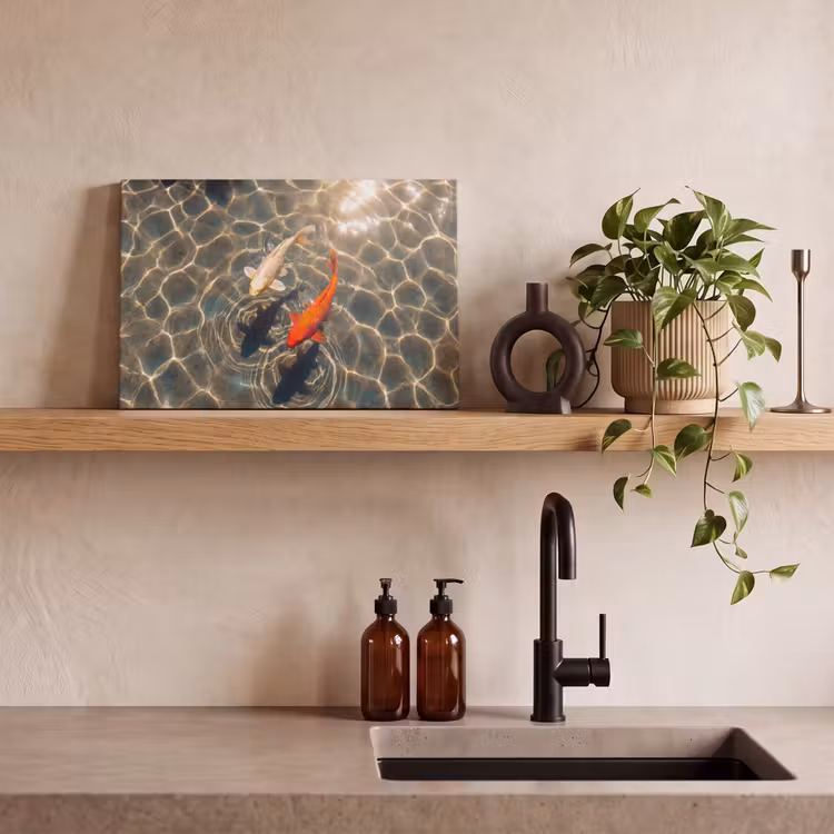 Vis - Water - Dieren - Oranje - Goud canvas 2cm klein -sfeer3