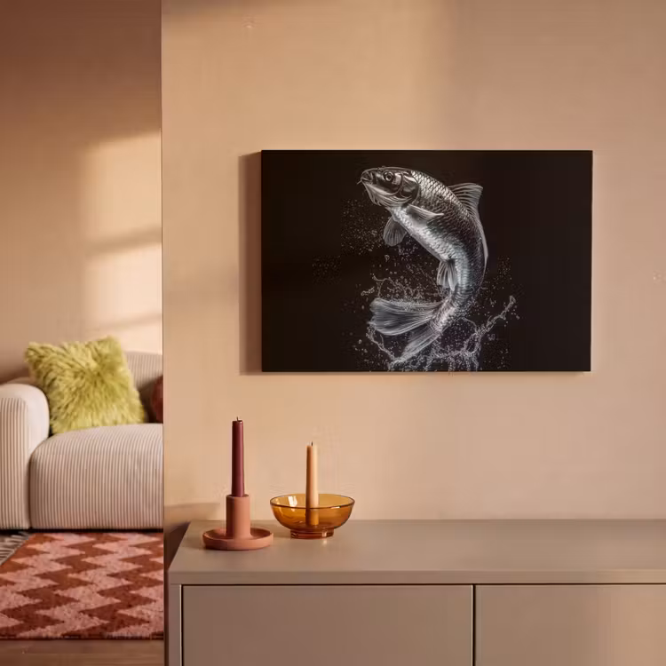 Vis - Koi - Zwart - Water canvas 2cm klein -sfeer1