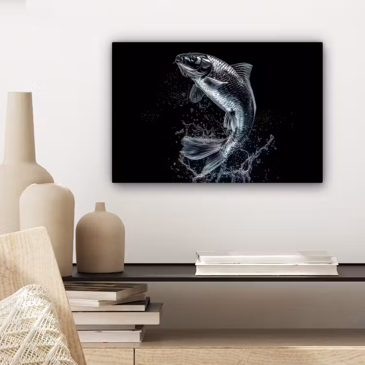 Vis - Koi - Zwart - Water canvas 2cm klein -closeup_print_DE