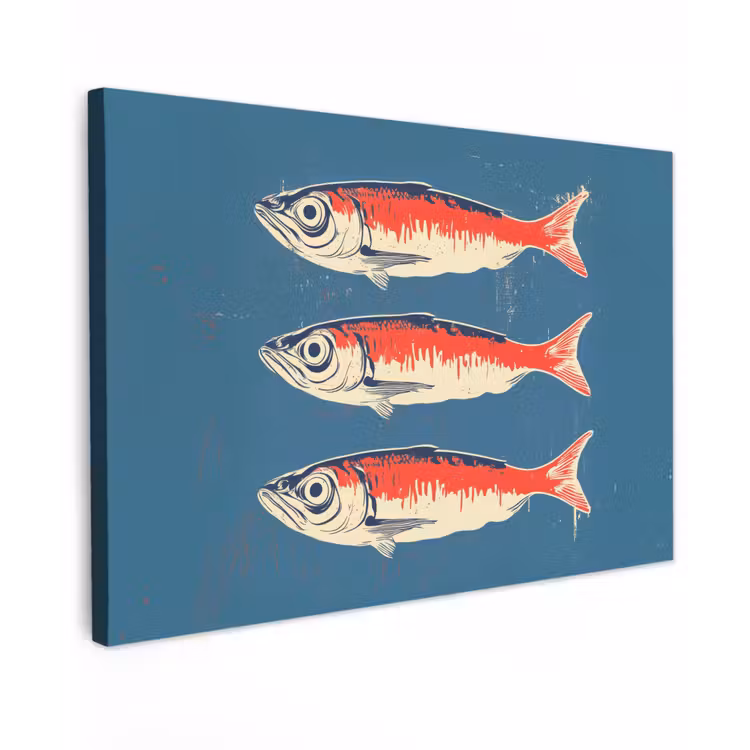 Vissen - Rood - Blauw canvas 2cm klein -z3d
