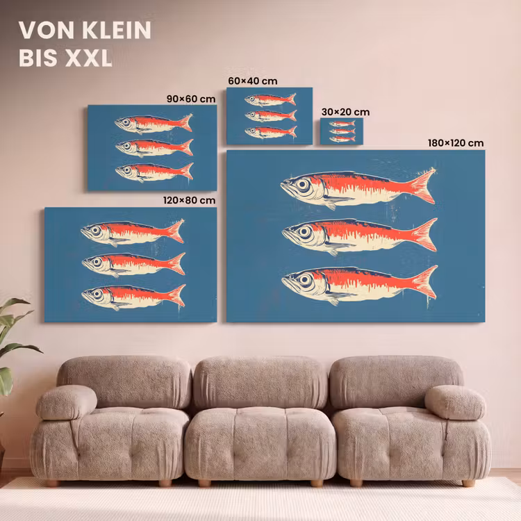 Vissen - Rood - Blauw canvas 2cm klein -Xsfeer8_DE