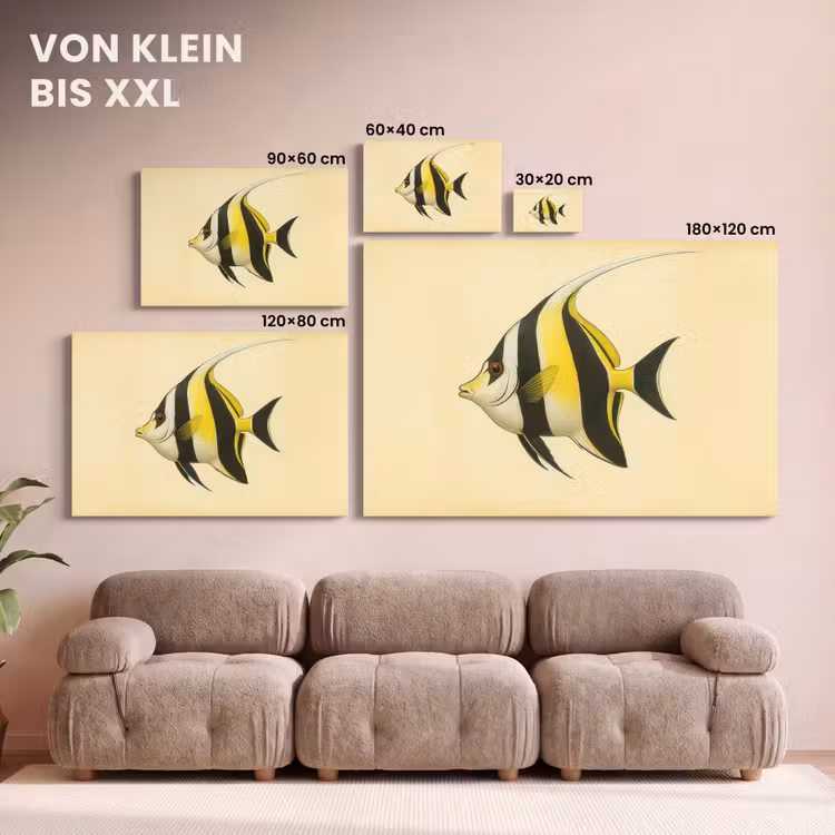 Vis - Sierlijk - Rugvin - Geel canvas 2cm klein -Xsfeer8_DE