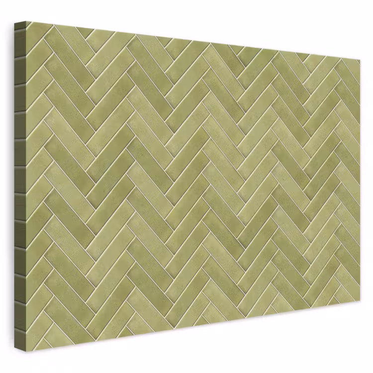 Visgraat - Wandtegel - Olijfgroen canvas 2cm klein 34 -3d