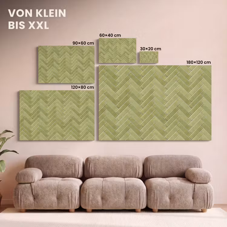 Visgraat - Wandtegel - Olijfgroen canvas 2cm klein 34 -Xsfeer8_DE