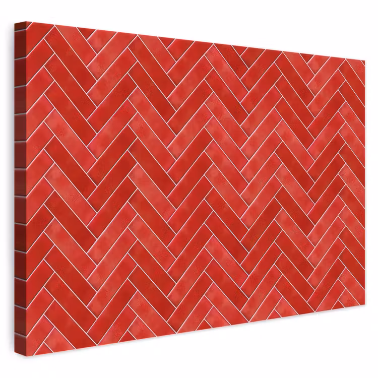 Visgraat - Tegel - Rood canvas 2cm klein 34 -3d