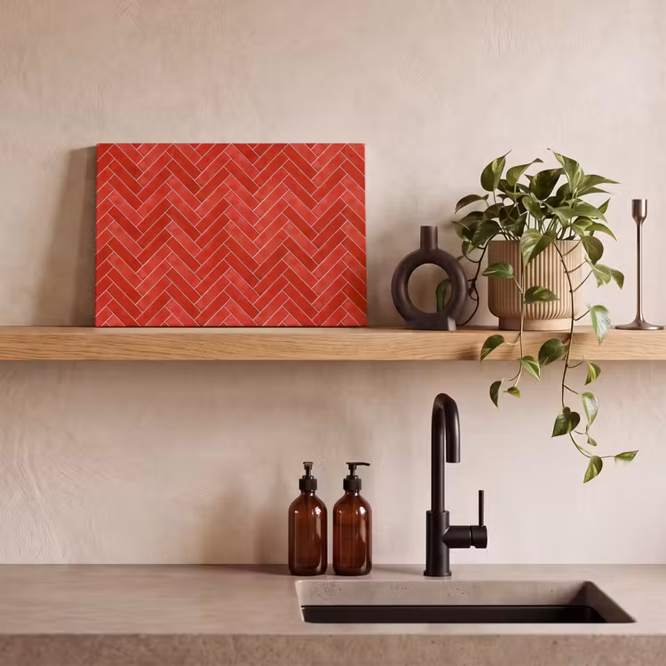 Visgraat - Tegel - Rood canvas 2cm klein 34 -sfeer3