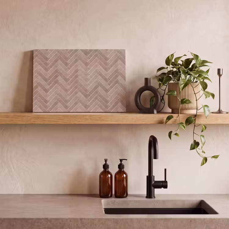 Visgraat - Wandtegel - Oudroze - Terracotta canvas 2cm klein 34 -sfeer3