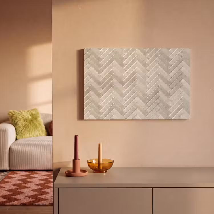 Visgraat - Wandtegel - Beige canvas 2cm klein 34 -sfeer1