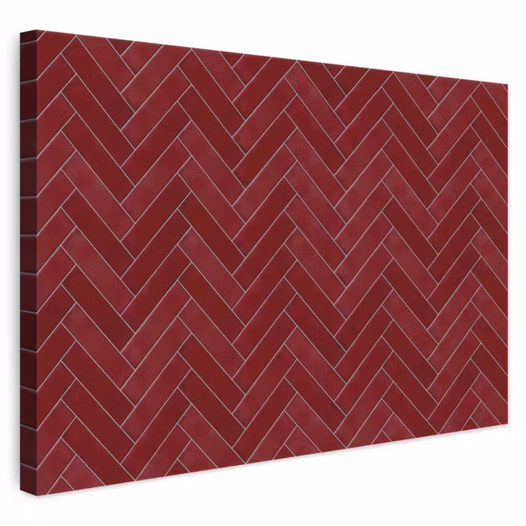 Visgraat - Wandtegel - Bordeaux - Rood canvas 2cm klein 34 -3d