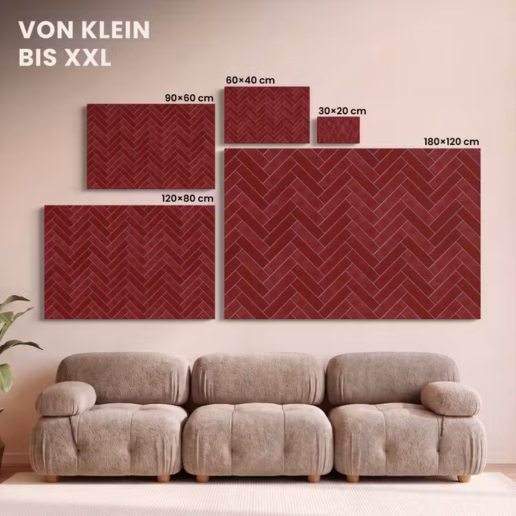 Visgraat - Wandtegel - Bordeaux - Rood canvas 2cm klein 34 -Xsfeer8_DE