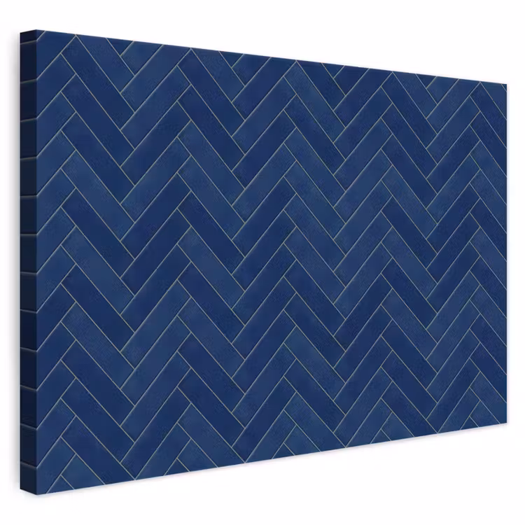 Visgraat - Wandtegel - Donkerblauw - Navy Blue canvas 2cm klein 34 -3d