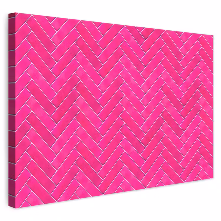 Visgraat - Wandtegel - Fuchsia - Roze canvas 2cm klein 34 -3d
