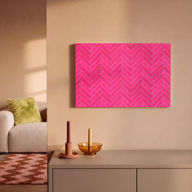 Visgraat - Wandtegel - Fuchsia - Roze canvas 2cm klein 34 -sfeer1