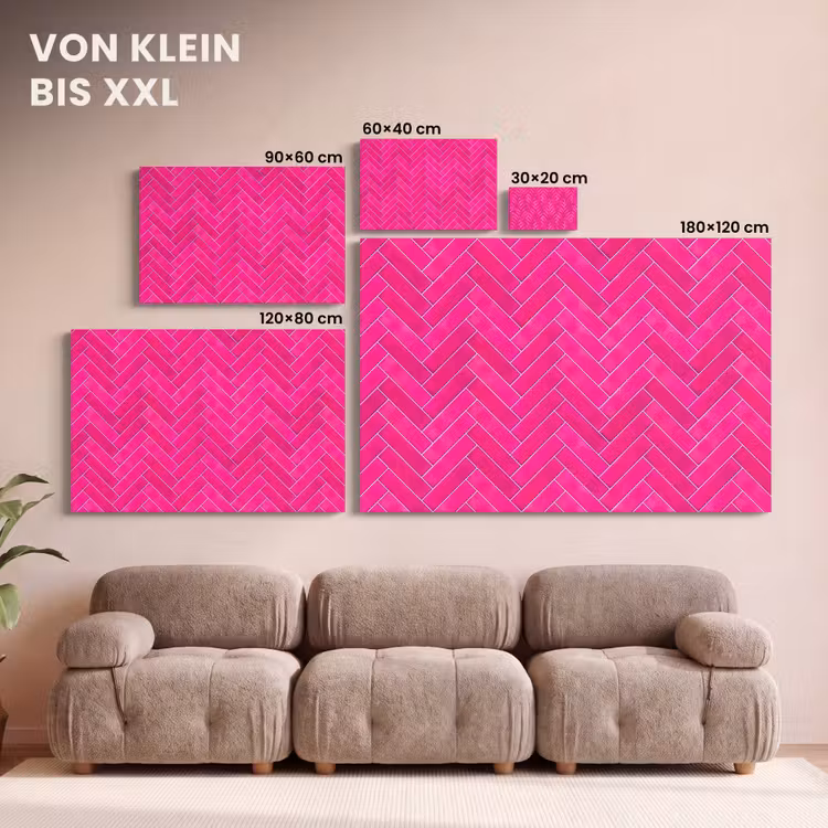 Visgraat - Wandtegel - Fuchsia - Roze canvas 2cm klein 34 -Xsfeer8_DE