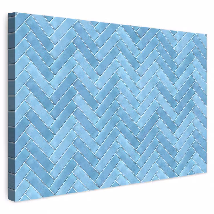 Visgraat - Wandtegel - Lichtblauw canvas 2cm klein 34 -3d