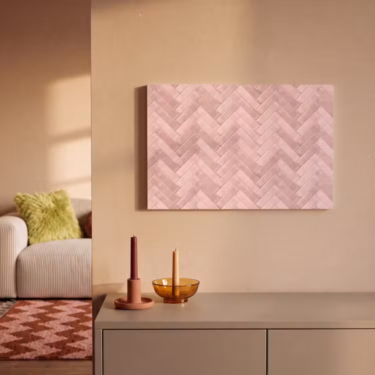 Visgraat - Wandtegel - Lichtroze canvas 2cm klein 34 -sfeer1