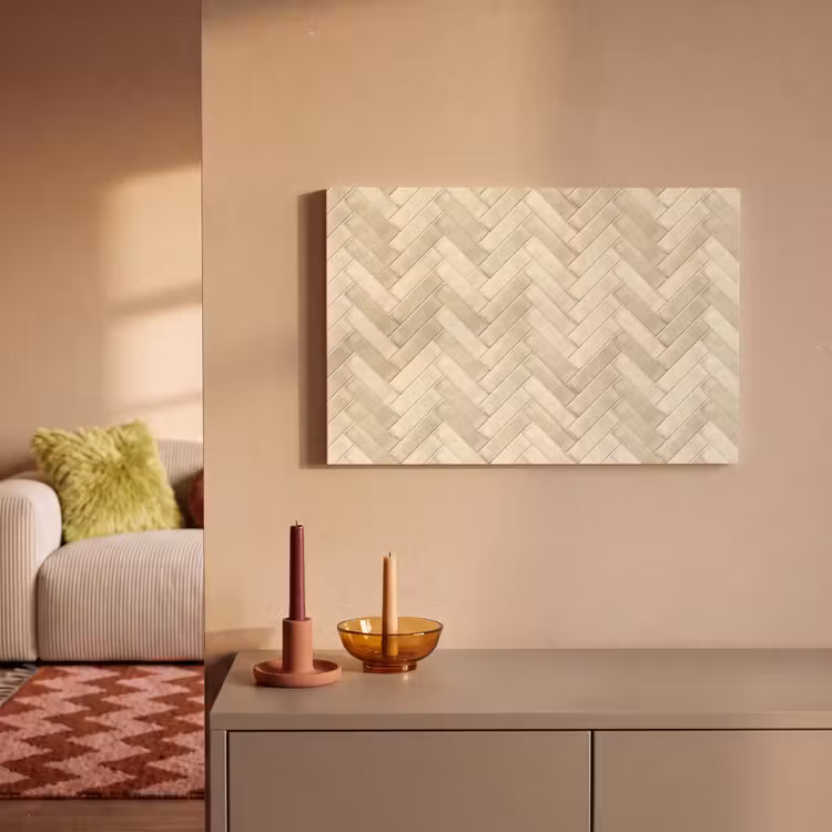 Visgraat - Wandtegel - Licht Beige canvas 2cm klein 34 -sfeer1