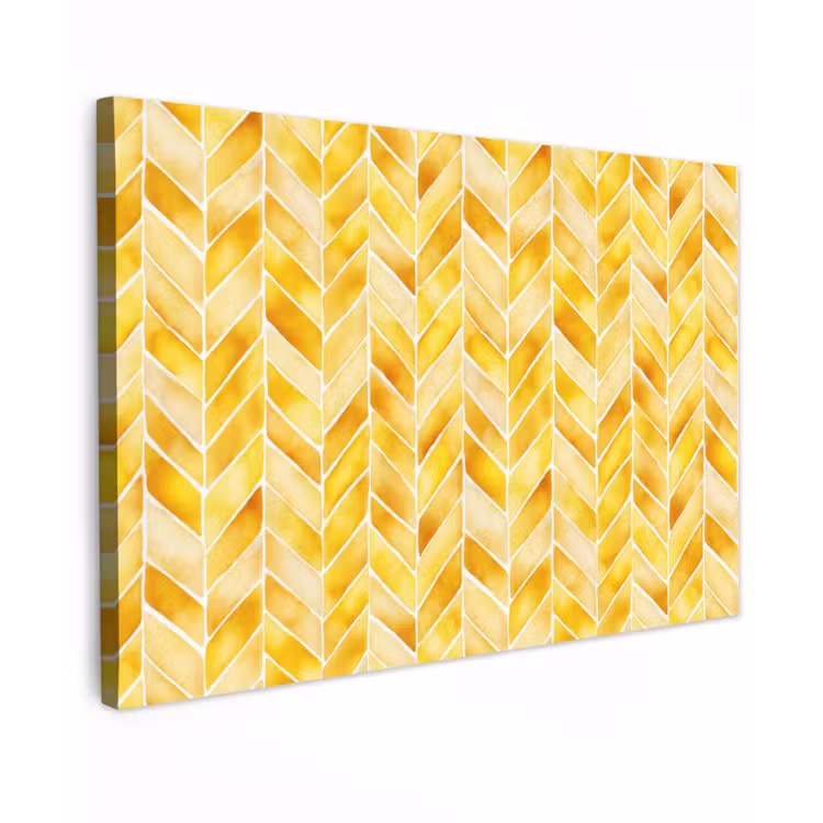 Visgraat - Aquarel - Patronen - Goudgeel canvas 2cm klein 34 -z3d