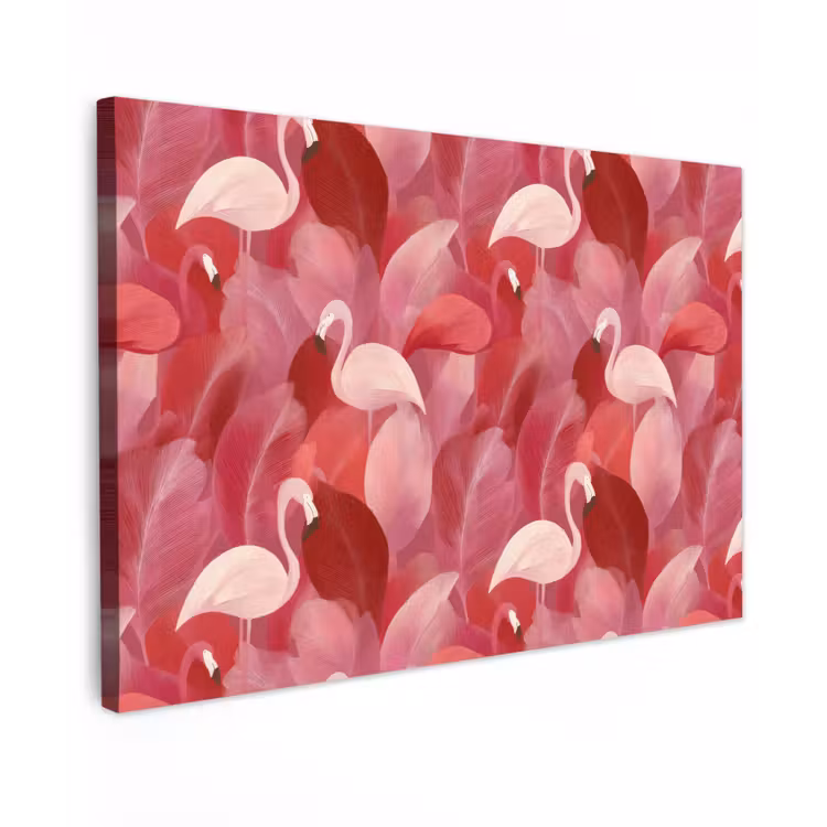 Flamingo - Botanisch - Elegant - Roze - Rood canvas 2cm klein 34 -z3d