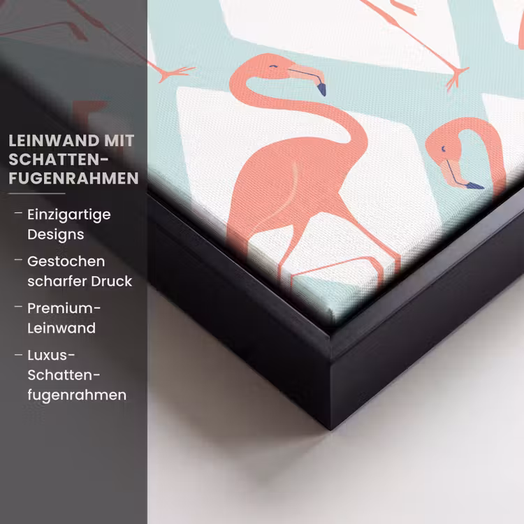 Flamingo - Mintgroen - Ruit Canvas met baklijst klein 1124 -uniquesellingpoint_productkenmerken_DE