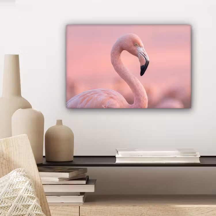 Flamingo - Portret - Roze canvas 2cm klein -closeup_print_DE