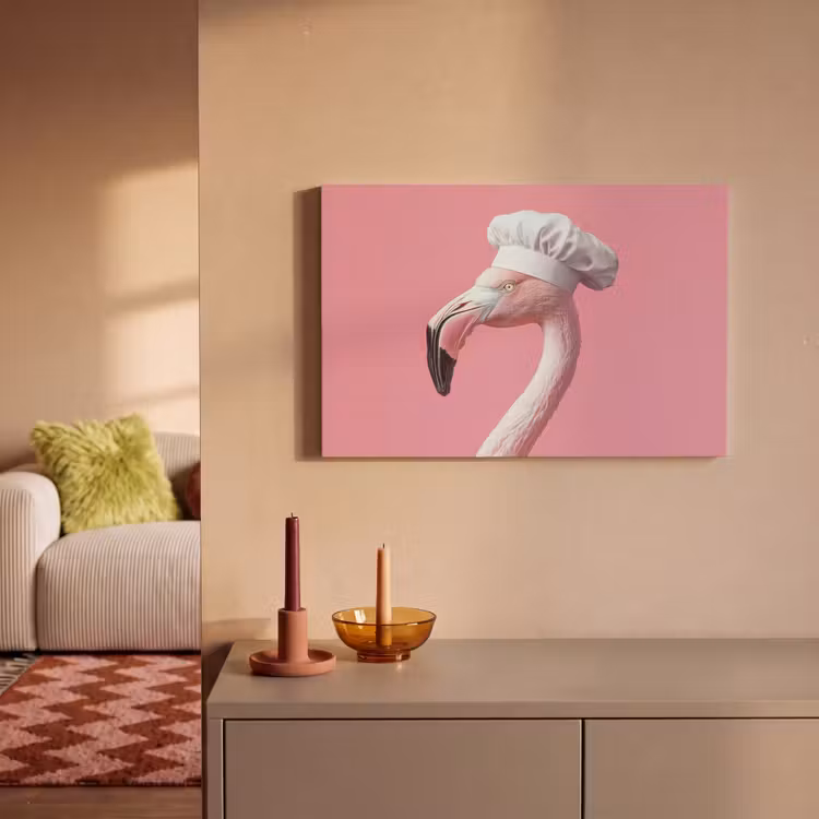 Flamingo - Roze - Koksmuts - Vogel canvas 2cm klein -sfeer1