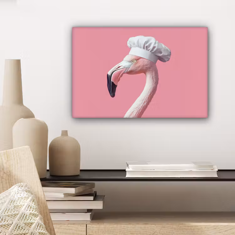 Flamingo - Roze - Koksmuts - Vogel canvas 2cm klein -closeup_print_DE