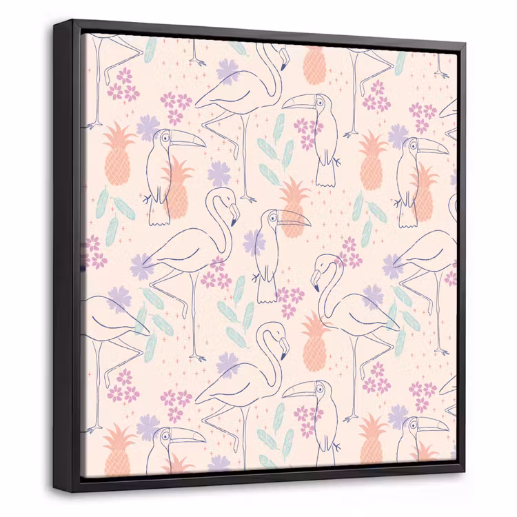 Flamingo - Toekan - Tropisch - Patroon Canvas met baklijst klein 1124 -threedimensional_3d_global
