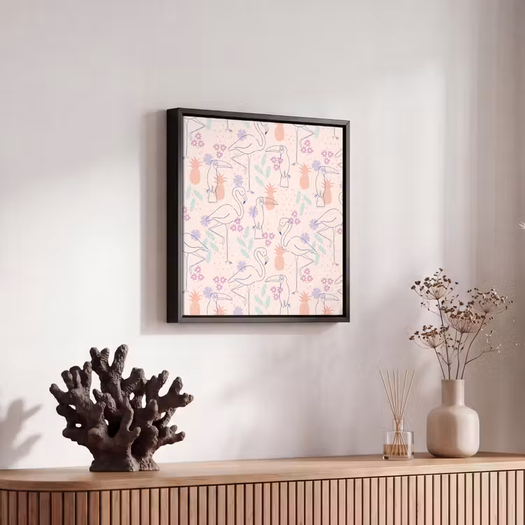 Flamingo - Toekan - Tropisch - Patroon Canvas met baklijst klein 1124 -atmosphere_sfeer4_global