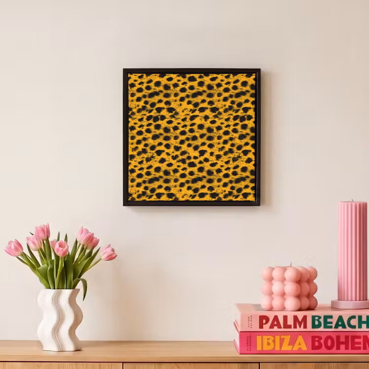 Vlekken - Oranje - Luipaard Canvas met baklijst klein 1124 -atmosphere_sfeer1_global