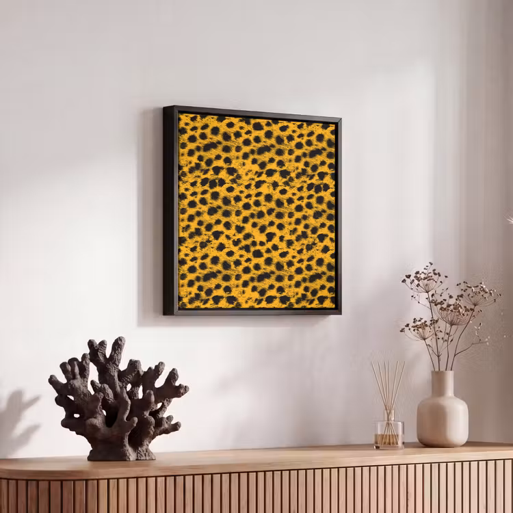 Vlekken - Oranje - Luipaard Canvas met baklijst klein 1124 -atmosphere_sfeer4_global
