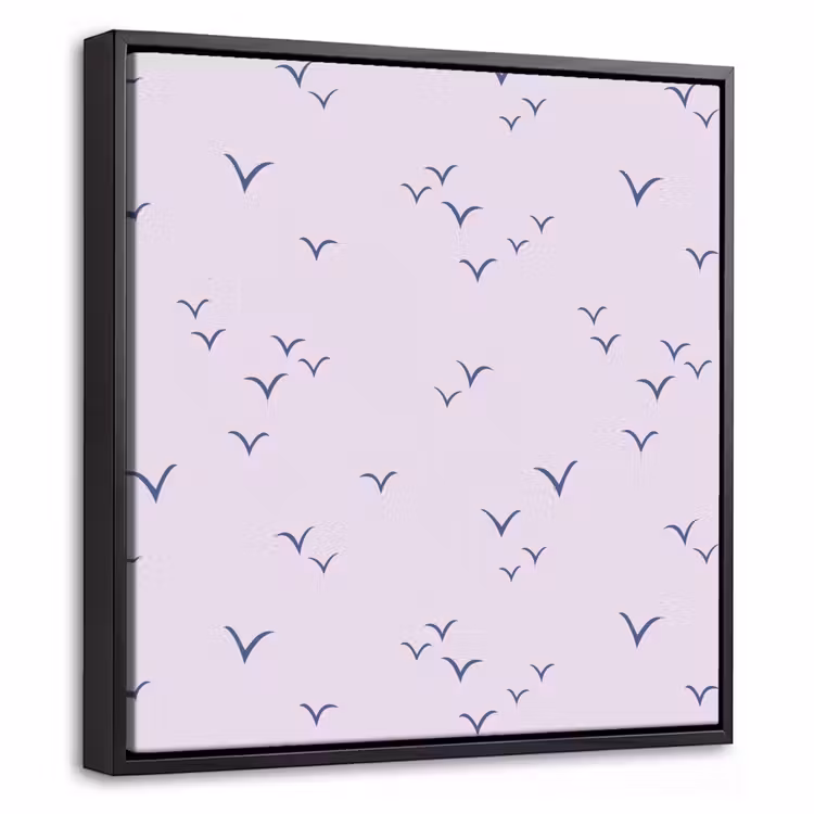 Lila - Vogels - Blauw Canvas met baklijst klein 1124 -threedimensional_3d_global