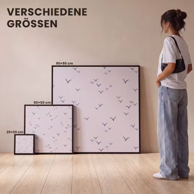 Lila - Vogels - Blauw Canvas met baklijst klein 1124 -comparison_formatenoverzicht_DE
