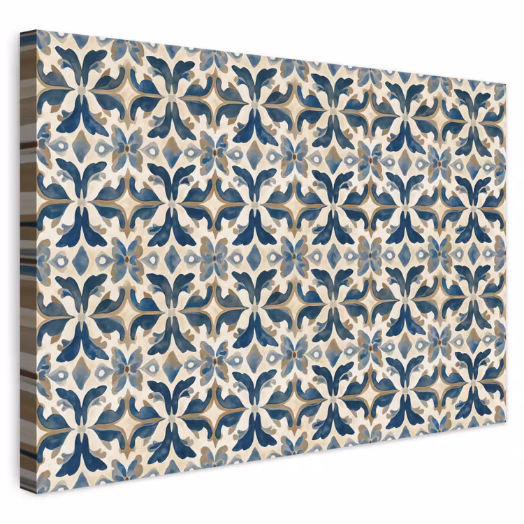 Tegel - Patroon - Blauw - Beige canvas 2cm klein 34 -3d