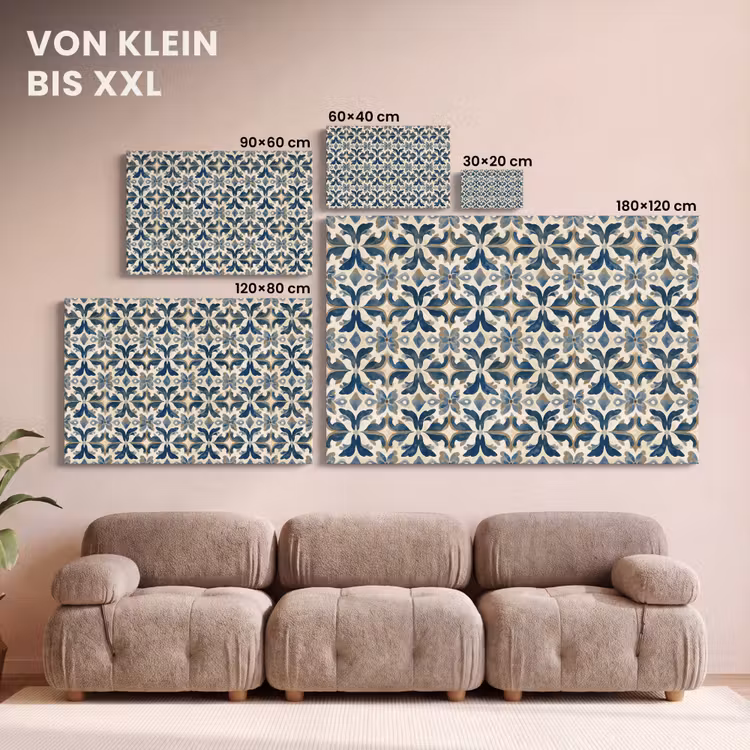 Tegel - Patroon - Blauw - Beige canvas 2cm klein 34 -Xsfeer8_DE
