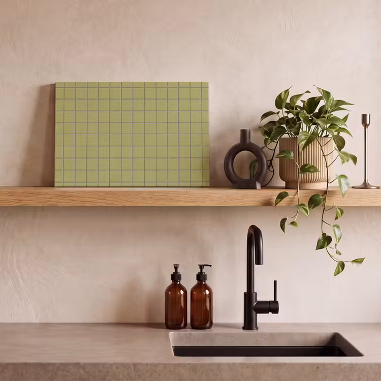 Tegel - Patroon - Olijfgroen canvas 2cm klein 34 -sfeer3