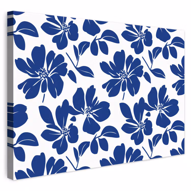 Floraal - Modern - Blauw canvas 2cm klein 34 -3d