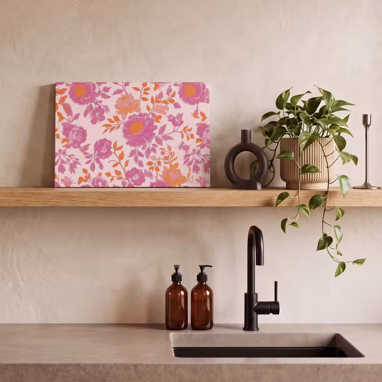 Bloemenpatroon - Roze - Oranje - Bloemen canvas 2cm klein -closeup_print_DE
