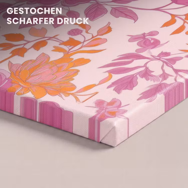 Bloemenpatroon - Roze - Oranje - Bloemen canvas 2cm klein -uniquesellingpoint_afwerking-onlywow_DE