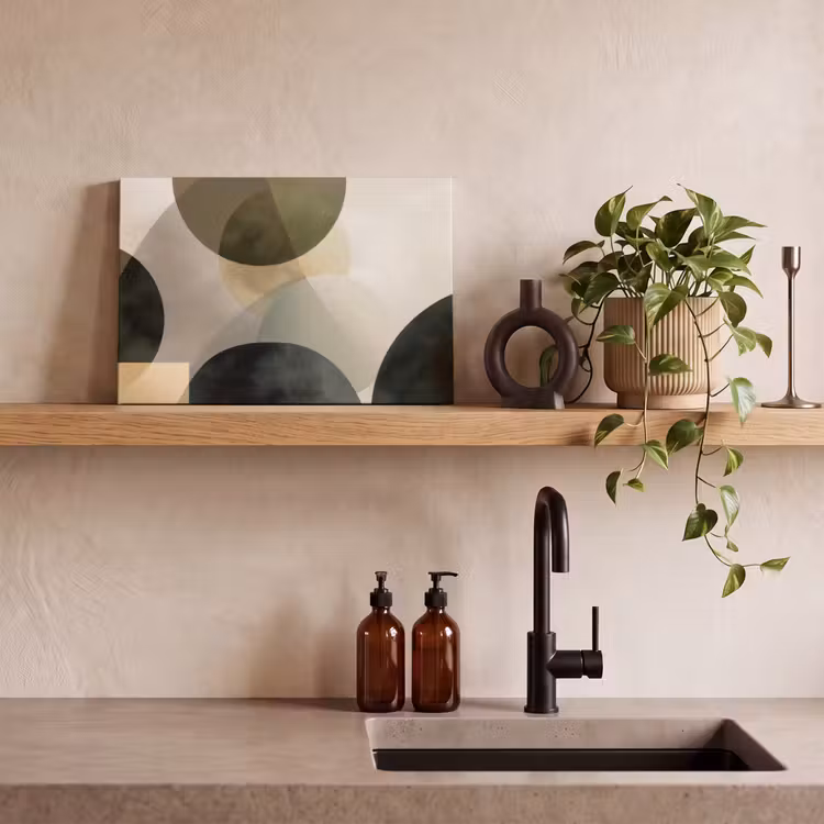 Vlakken - Abstract - Beige - Cirkels canvas 2cm klein -sfeer6