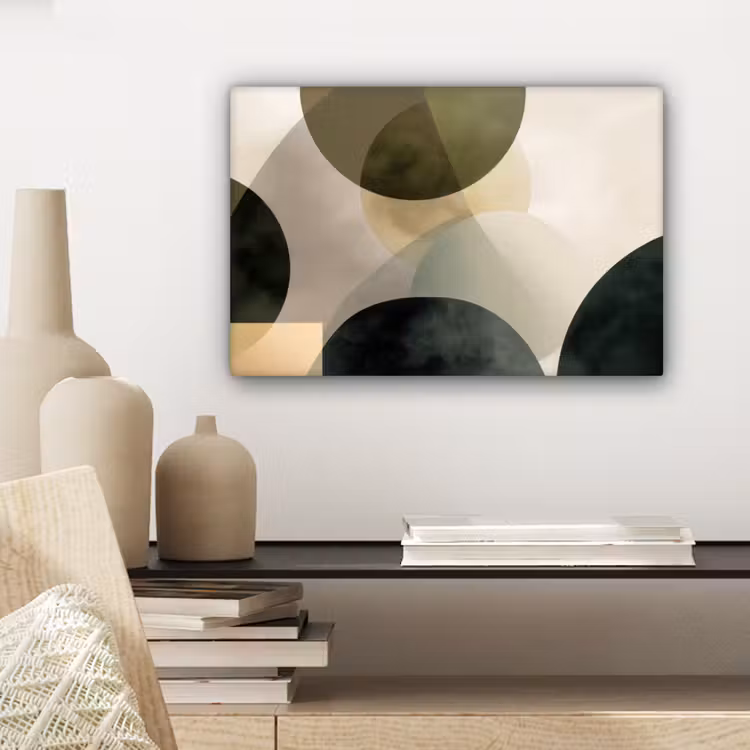 Vlakken - Abstract - Beige - Cirkels canvas 2cm klein -closeup_print_DE
