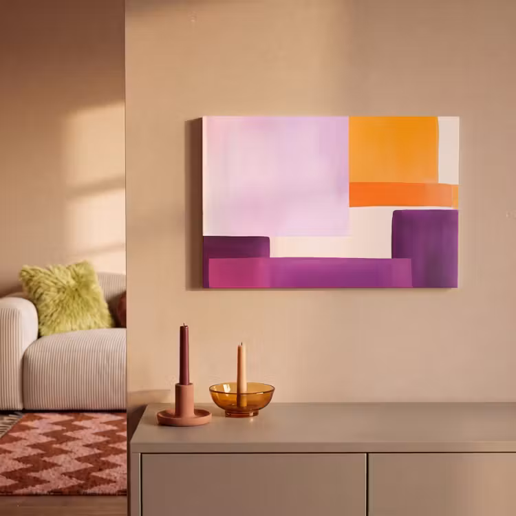 Vlakken - Abstract - Rechthoekig - Oranje canvas 2cm klein -sfeer1