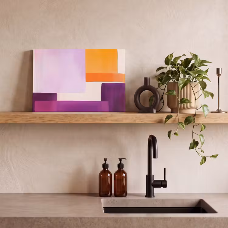 Vlakken - Abstract - Rechthoekig - Oranje canvas 2cm klein -sfeer6
