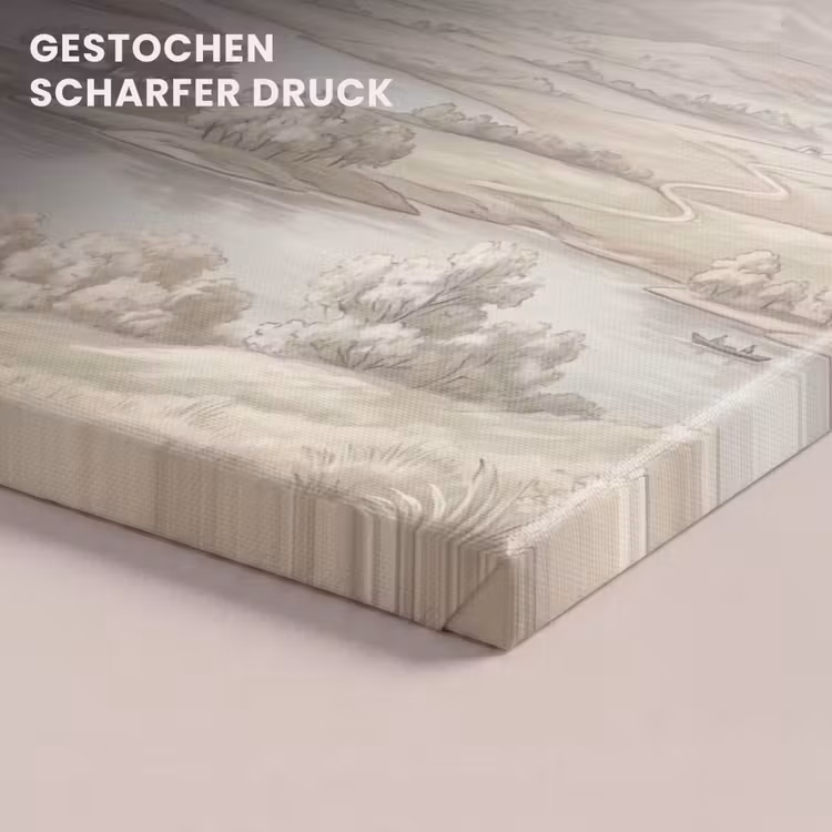 Rivierlandschap - Bergen - Natuur - Vintage - Beige canvas 2cm klein -closeup_print_DE