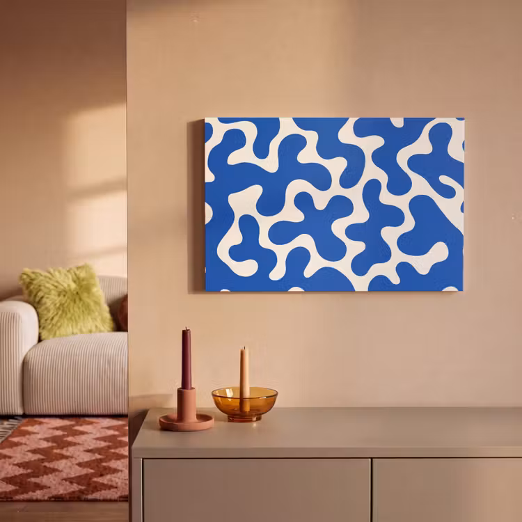 Vormen - Abstract - Blauw - Golven canvas 2cm klein -sfeer1