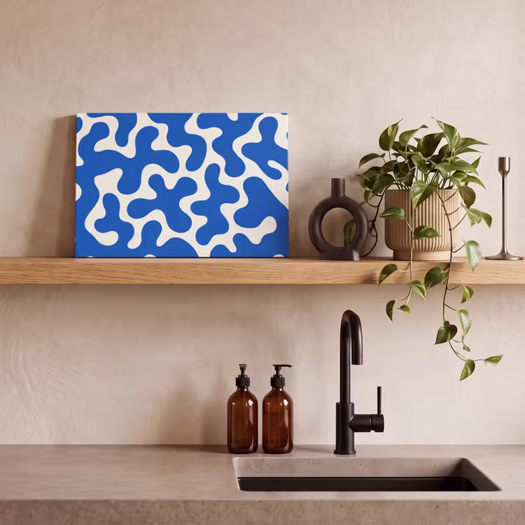 Vormen - Abstract - Blauw - Golven canvas 2cm klein -sfeer6