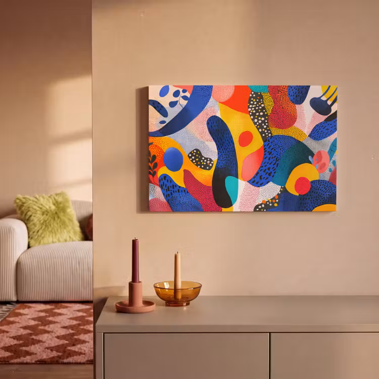 Vormen - Abstract - Stippels - Blauw canvas 2cm klein -sfeer1