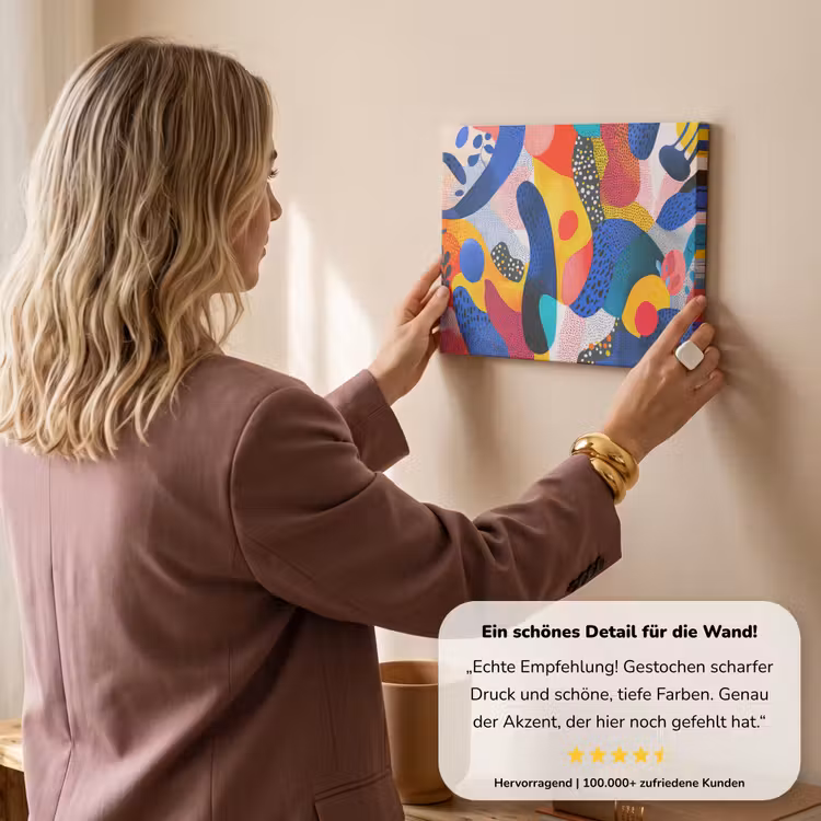 Vormen - Abstract - Stippels - Blauw canvas 2cm klein -sfeer3
